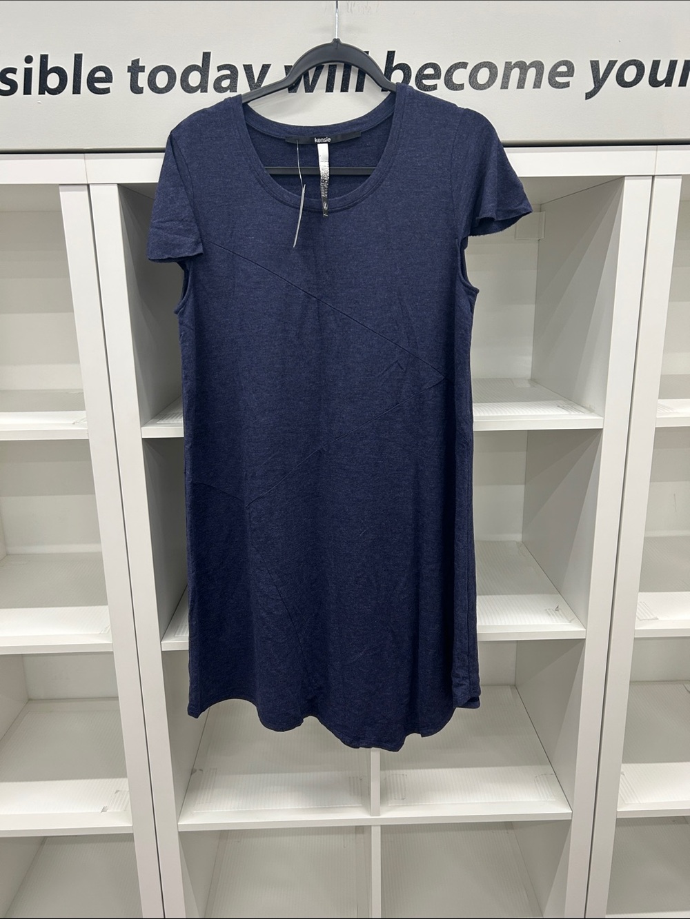 Kensie Blue Knit Short Sleeve Top